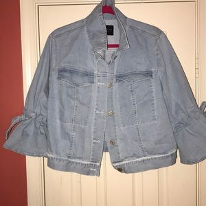 Eloquii bow detail denim cropped jacket